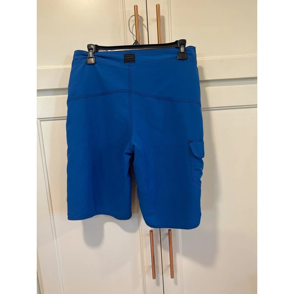 Burnside Mens Board Shorts Royal Blue Cargo Pocket Swim Trunks Size 30 beach
